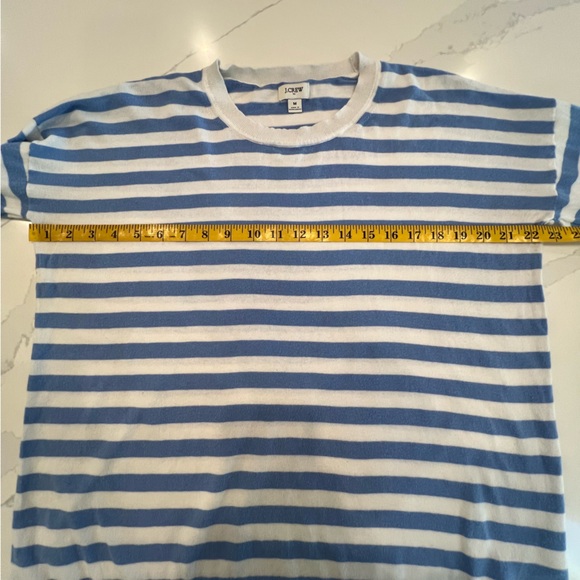 J. CREW Striped Crewneck Knit Sweater, Blue and White, M - Picture 8 of 9